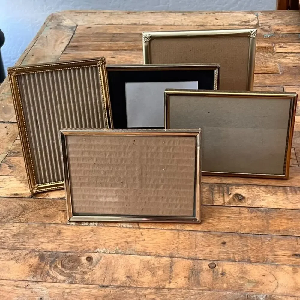 Collection Of Vintage Gold Toned Metal Picture Frames